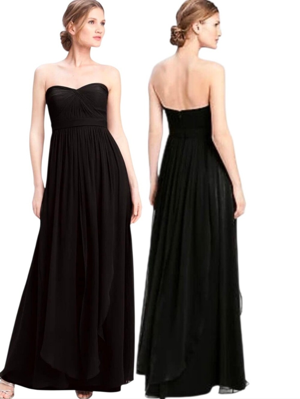 JENNY YOO Aidan Strapless Twist Front Chiffon Evening Gown - Size 14